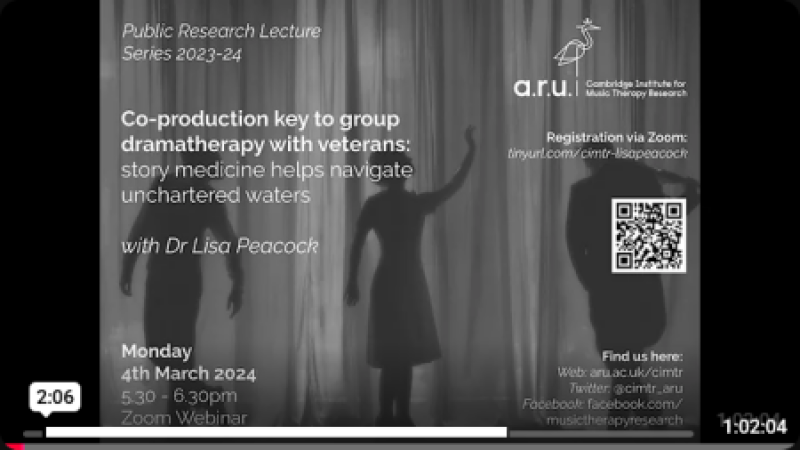 Story Medicine: Co-Created Dramatherapy with Veterans - Dr. Lisa Peacock : CIMTR Lecture Series 2023